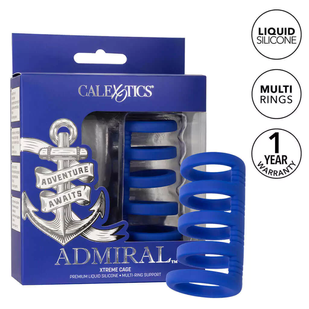 Admiral Xtreme Cage – Funda de silicona para pene con sistema de múltiples anillos