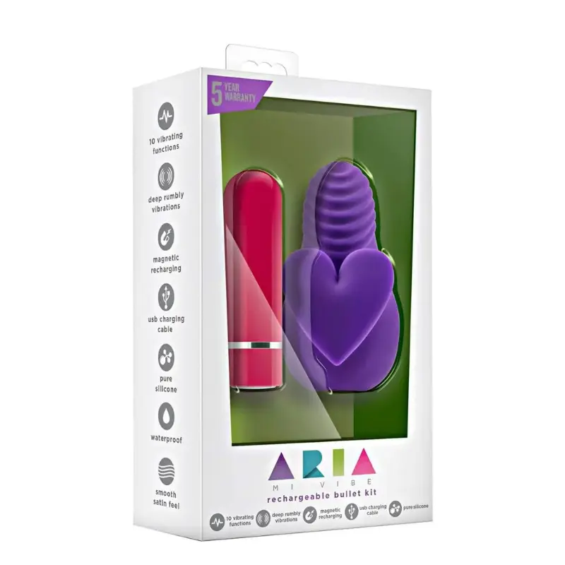 Balita vibradora recargable Aria Mi Vibe con anillo para dedo