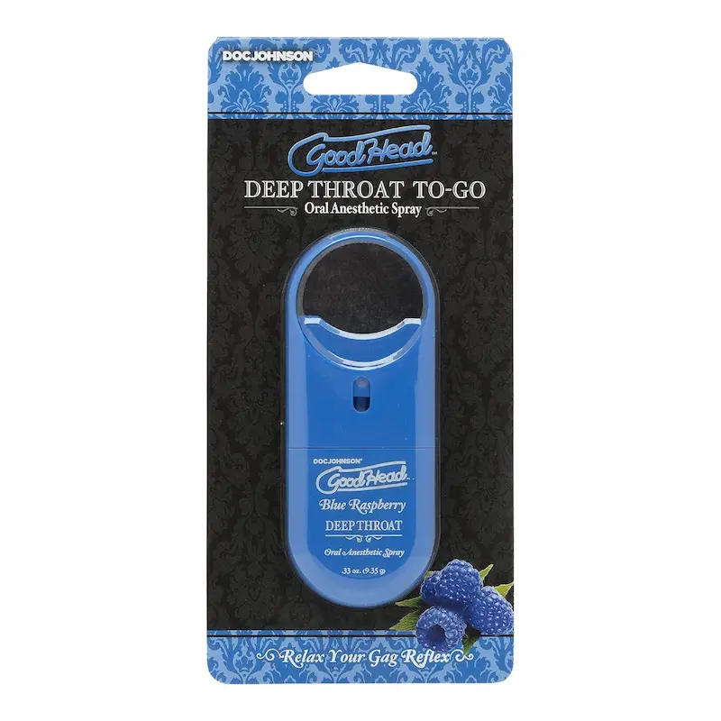 DEEP THROAT TO-GO ORAL ANESTHETIC SPRAY BLUE RASPBERRY 9.35g – Spray anestésico oral sabor frambuesa azul