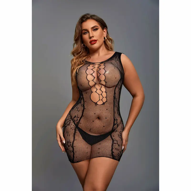 PLUS SIZE MZ86016 – Vestido de lencería plus size