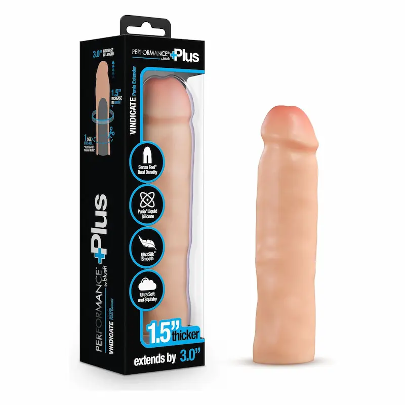 Resilience – Funda extensora para pene con 1.5 pulgadas extra