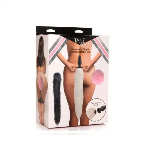 Snap On – Kit anal de fantasía con 3 colas intercambiables